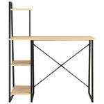 Desk with Shelving Unit Black and Oak