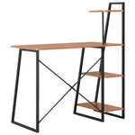 Desk with Shelving Unit Black and Brown