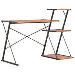 Desk with Shelf Black and Brown