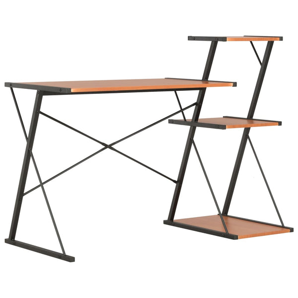  Desk with Shelf Black and Brown