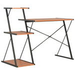 Desk with Shelf Black and Brown