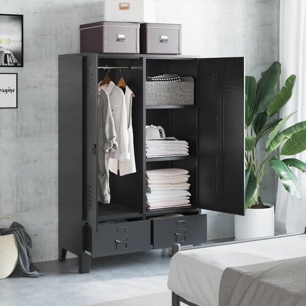  Wardrobe Industrial Black Steel