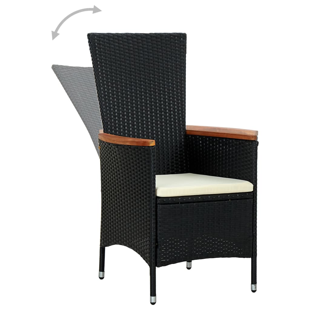9 Piece Outdoor Dining Set Poly Rattan Acacia Wood Black