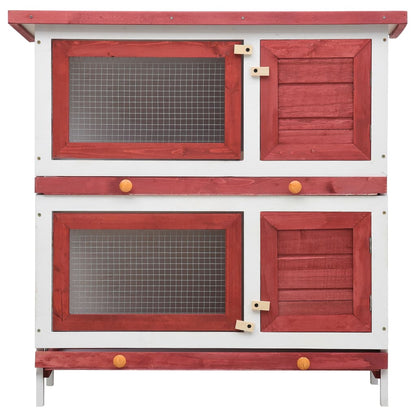 Rabbit Hutch 4 Doors Red Wood