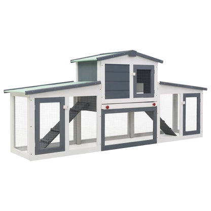 Large Rabbit Hutch Grey and White