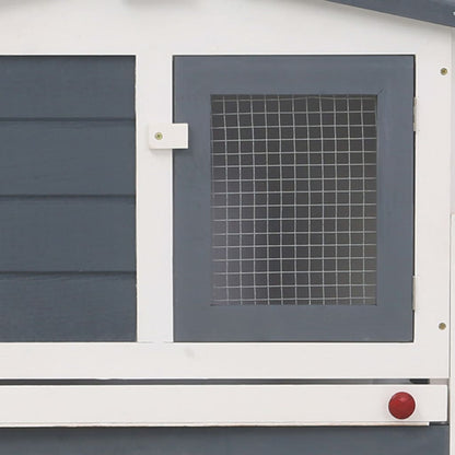 Large Rabbit Hutch Grey and White