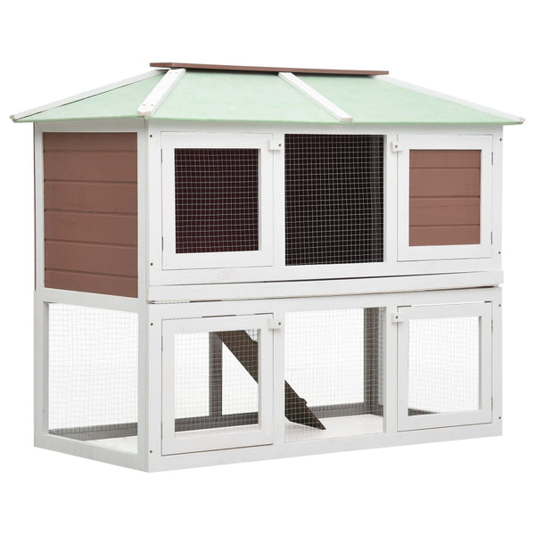  Animal Rabbit Cage Double Floor Brown Wood