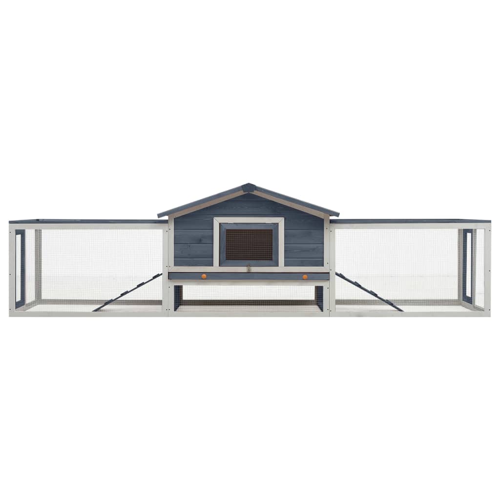 Pine & Fir Wood Rabbit Hutch Grey