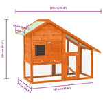 Rabbit Hutch Solid Firwood 140x63x120cm Outdoor Pet Cage
