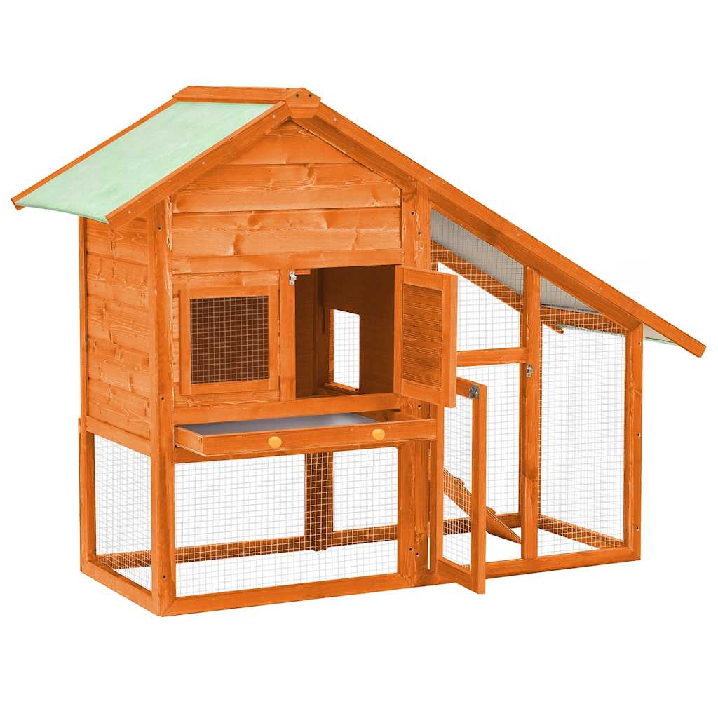 Rabbit Hutch Solid Firwood 140x63x120cm Outdoor Pet Cage