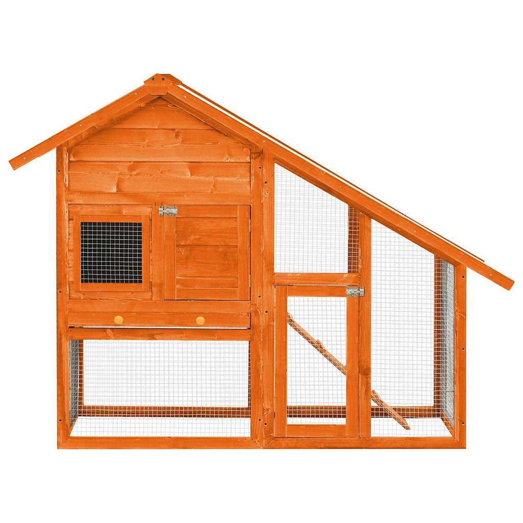 Rabbit Hutch Solid Firwood 140x63x120cm Outdoor Pet Cage