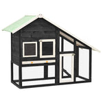 Solid Firwood Rabbit Hutch Grey & White 140x63x120cm Pet House