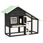 Solid Firwood Rabbit Hutch Grey & White 140x63x120cm Pet House