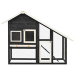 Solid Firwood Rabbit Hutch Grey & White 140x63x120cm Pet House