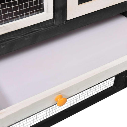 Solid Firwood Rabbit Hutch Grey & White 140x63x120cm Pet House