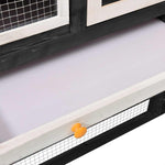 Solid Firwood Rabbit Hutch Grey & White 140x63x120cm Pet House