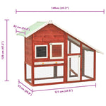 Solid Firwood Red & White Cabinet 140x63x120cm Storage Unit