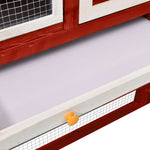 Solid Firwood Red & White Cabinet 140x63x120cm Storage Unit