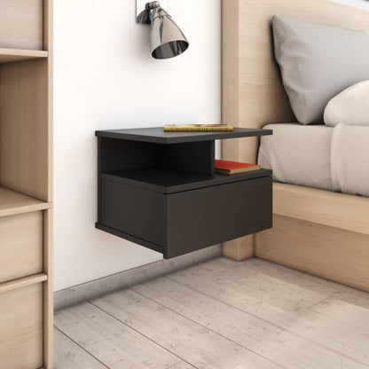 Floating Nightstand Black Chipboard - 40×31×27cm