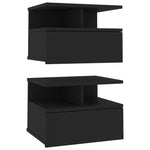 Floating Nightstands 2 pcs Black - Chipboard