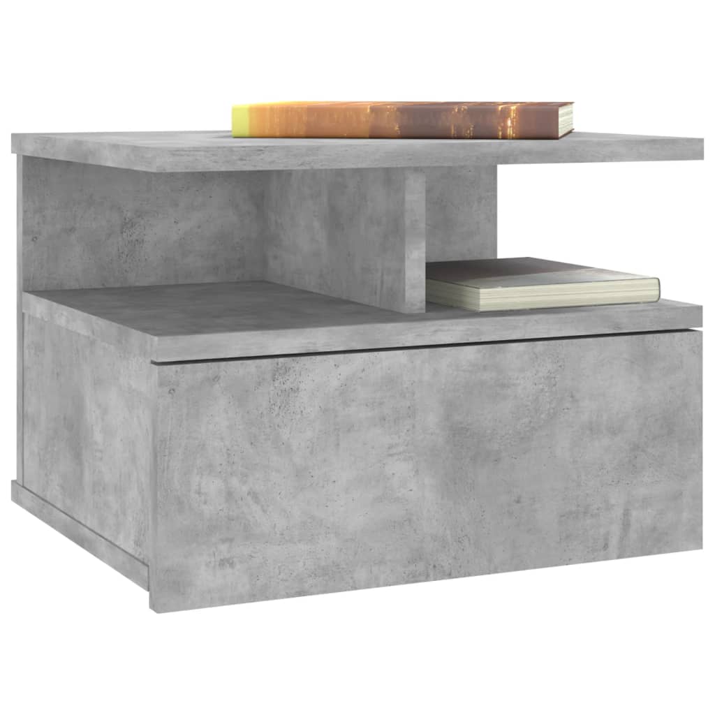 Floating Nightstand Concrete Grey Chipboard - 40×31×27cm