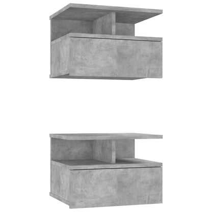 Floating Nightstands 2 pcs Concrete Grey Chipboard - 40×31×27cm