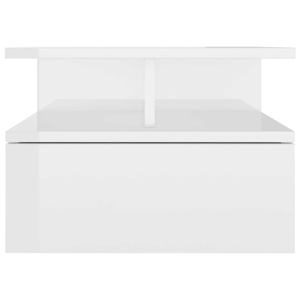 Floating Nightstand High Gloss White Chipboard