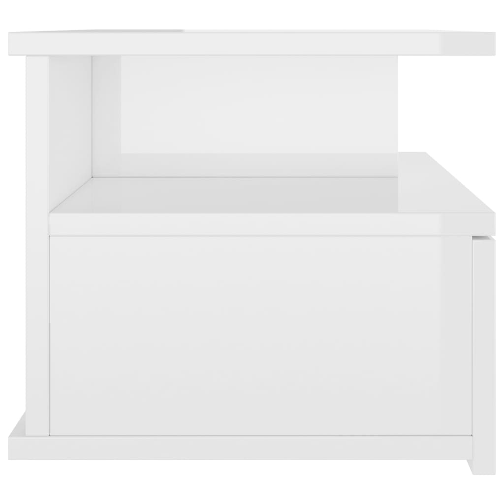 Floating Nightstand High Gloss White Chipboard