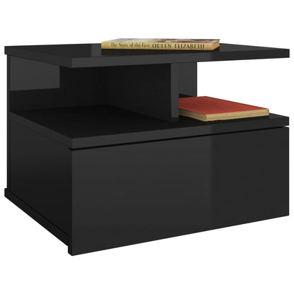 Floating Nightstands 2 pcs High Gloss Black Chipboard - 40×31×27cm