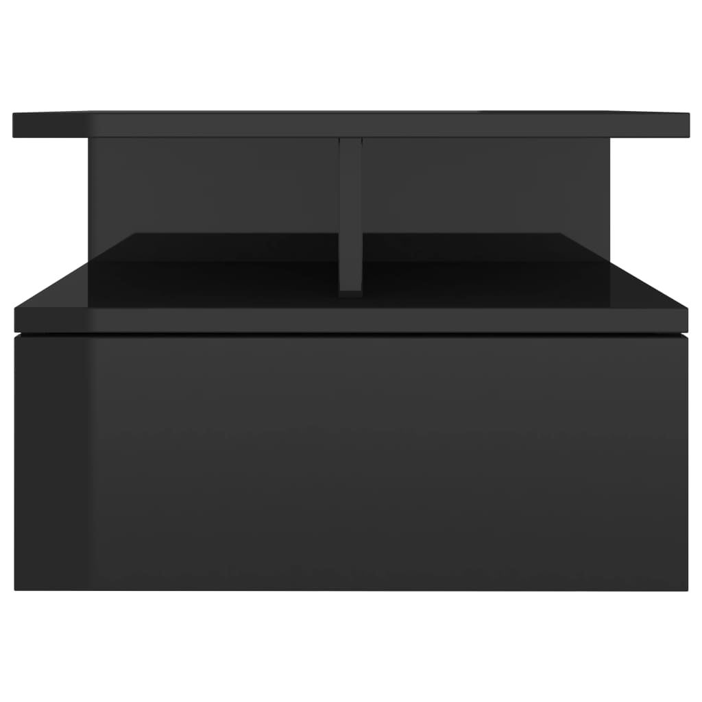 Floating Nightstands 2 pcs High Gloss Black Chipboard - 40×31×27cm