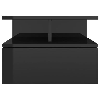 Floating Nightstands 2 pcs High Gloss Black Chipboard - 40×31×27cm