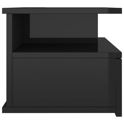 Floating Nightstands 2 pcs High Gloss Black Chipboard - 40×31×27cm