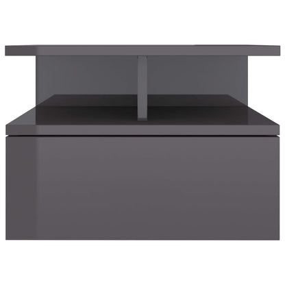 Floating Nightstand High Gloss Grey Chipboard - 40×31×27cm