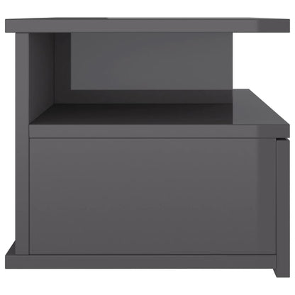 Floating Nightstand High Gloss Grey Chipboard - 40×31×27cm
