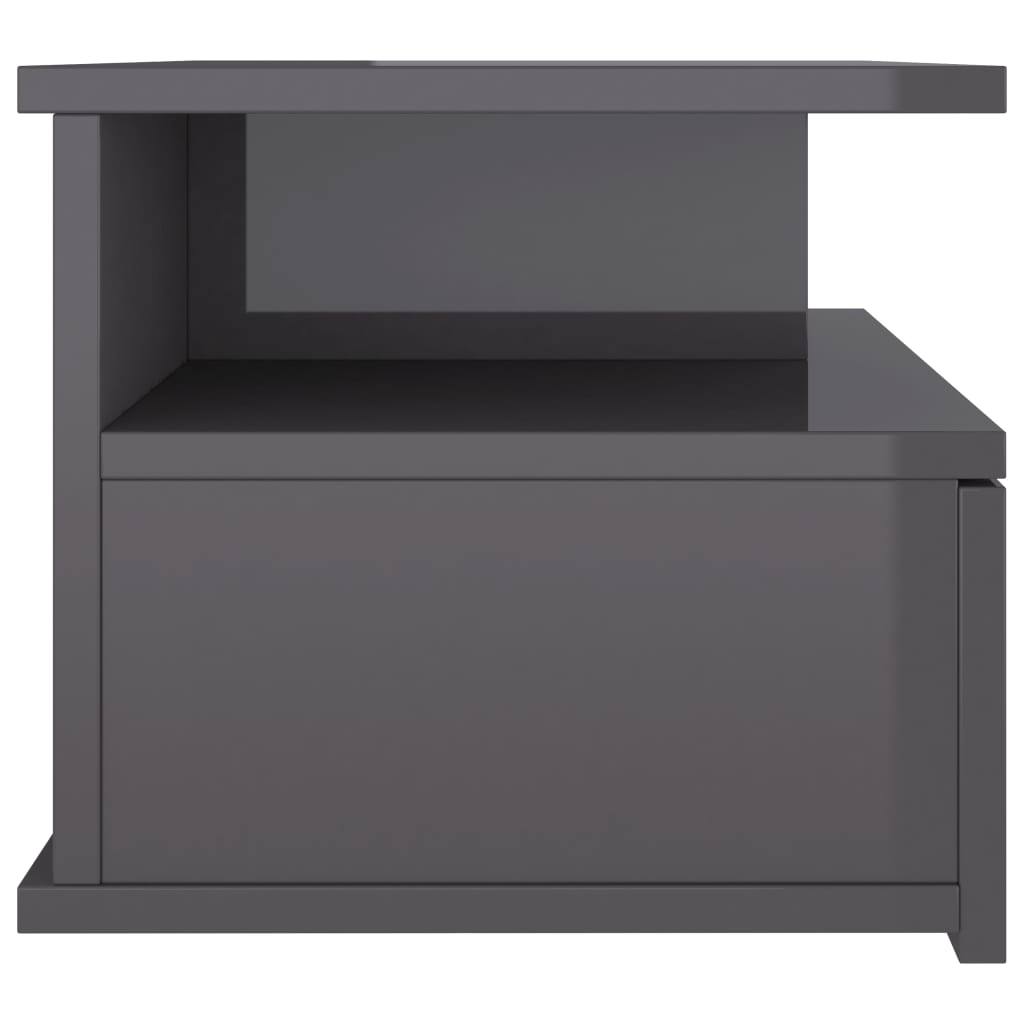 Floating Nightstands 2 pcs High Gloss Grey -Chipboard