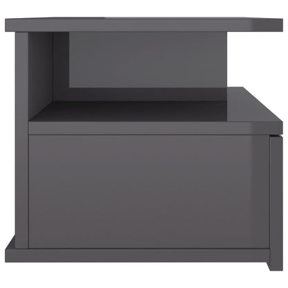 Floating Nightstands 2 pcs High Gloss Grey -Chipboard