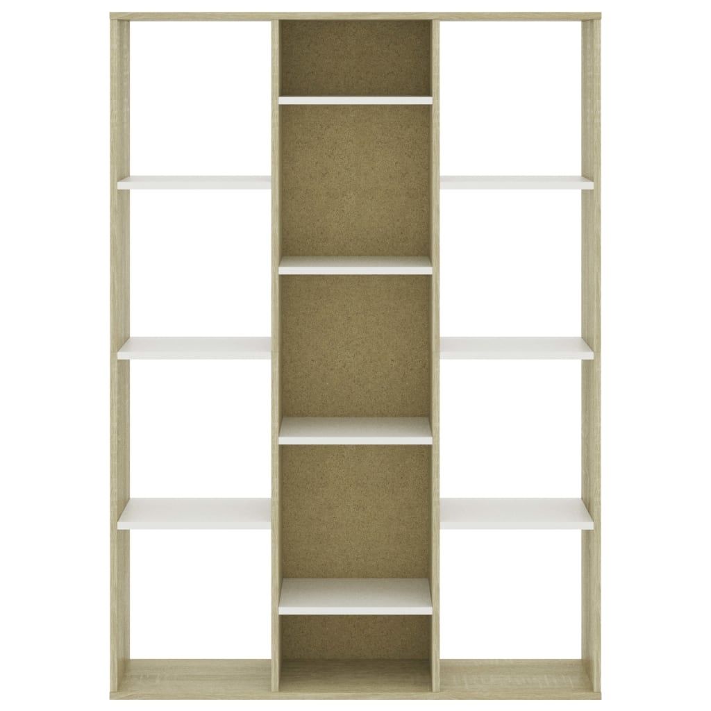 Room Divider/Book Cabinet White and Sonoma Oak Chipboard