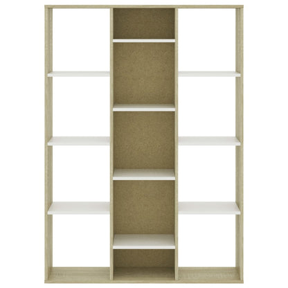 Room Divider/Book Cabinet White and Sonoma Oak Chipboard