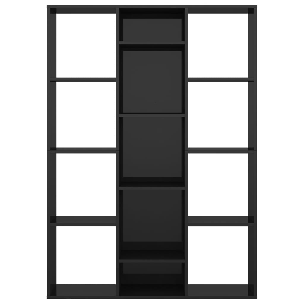 Room Divider/Book Cabinet High Gloss Black Chipboard