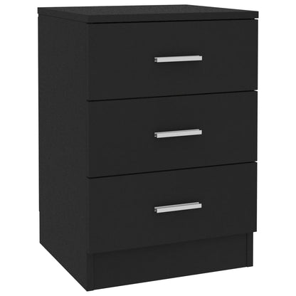 Bedside Cabinet Black Chipboard - 38×35×56cm