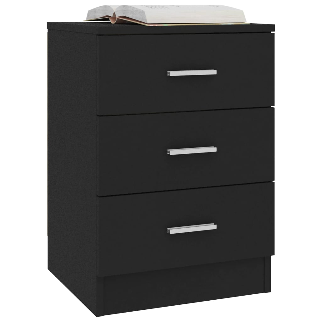 Bedside Cabinet Black Chipboard - 38×35×56cm