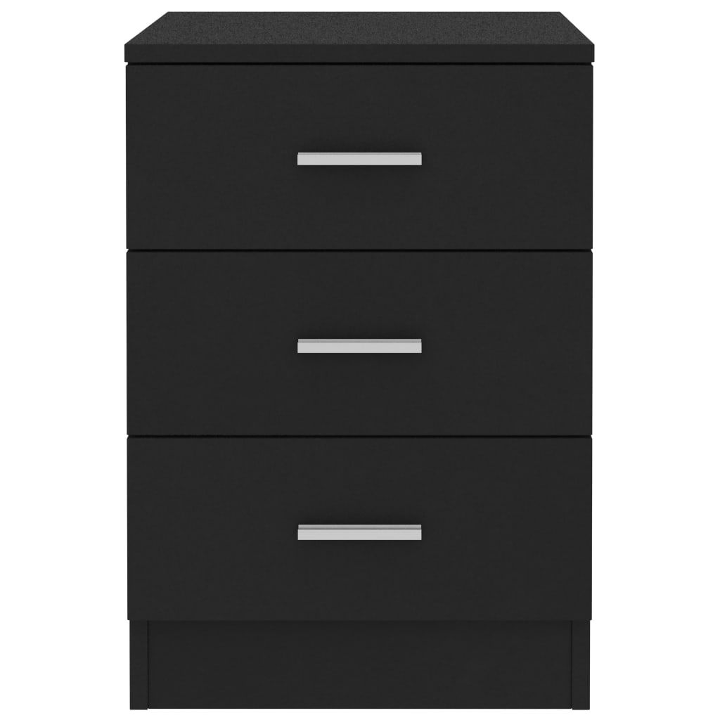 Bedside Cabinet Black Chipboard - 38×35×56cm