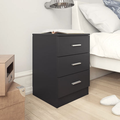 Bedside Cabinet Black Chipboard - 38×35×56cm