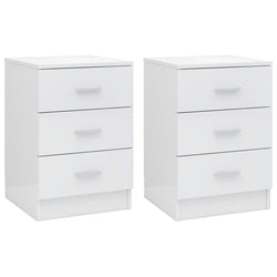 Bedside Cabinets 2 pcs High Gloss White 38x35x56 cm Chipboard