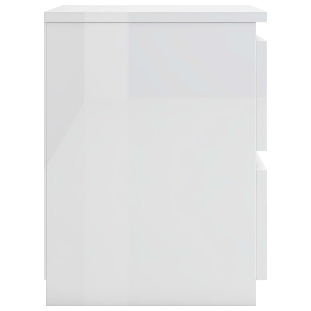 Bedside Cabinet High Gloss White Chipboard - 30×30×40cm