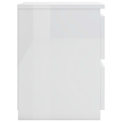 Bedside Cabinet High Gloss White Chipboard - 30×30×40cm