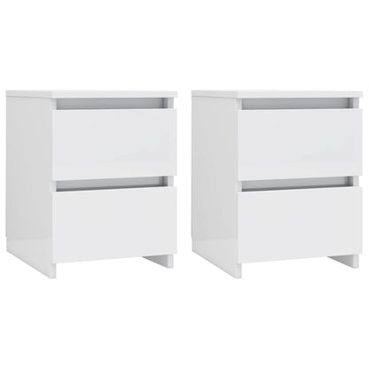 Bedside Cabinets 2 pcs High Gloss White Chipboard - 30×30×40cm