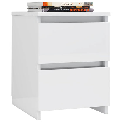 Bedside Cabinets 2 pcs High Gloss White Chipboard - 30×30×40cm
