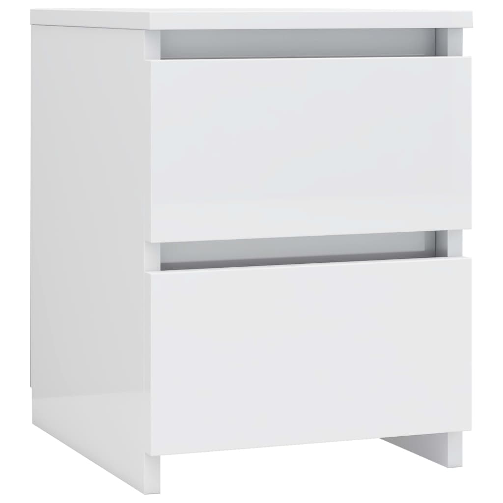 Bedside Cabinets 2 pcs High Gloss White Chipboard - 30×30×40cm