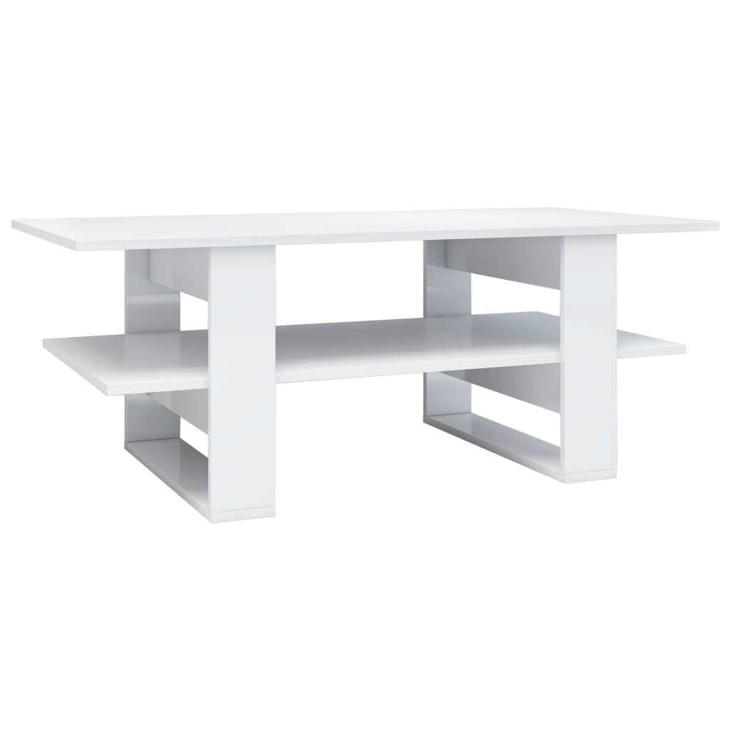Coffee Table High Gloss White Chipboard - 110×55×42cm